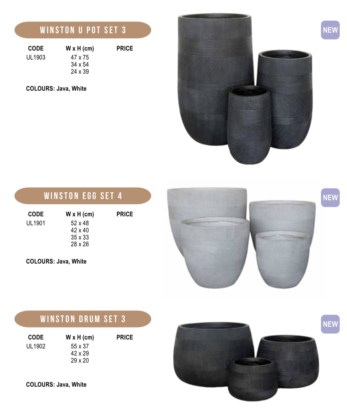 Fiberglass pot set assorted